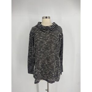 J Jill Striped Semi Sheer Cowl Neck Top